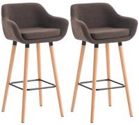 CLP Set 2 Sgabelli Bar Grant In Stoffa E Legno Di Faggio Seduta Rimovibile I Coppia Sgabelli Alti Cucina Alt. 79 CM, Colore:marrone