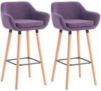 CLP Set 2 Sgabelli Bar Grant in Stoffa E Legno di Faggio Seduta Rimovibile I Coppia Sgabelli Alti Cucina Alt. 79 CM, Colore:Viola