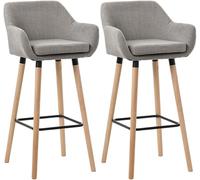 CLP Set 2 Sgabelli Bar Grant in Stoffa E Legno di Faggio Seduta Rimovibile I Coppia Sgabelli Alti Cucina Alt. 79 CM, Colore:Grigio