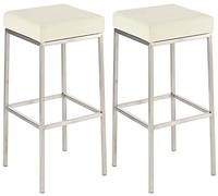 CLP Set 2 Sgabelli Bar Montreal Imbottiti in Similpelle I Coppia Sgabelli Panchetto Design Cucina Bar Alt. 85 CM, Colore:Crema, Colore del Telaio:Acciaio Inossidabile