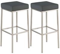 CLP Set 2 Sgabelli Bar Montreal Imbottiti in Similpelle I Coppia Sgabelli Panchetto Design Cucina Bar Alt. 85 CM, Colore:Grigio, Colore del Telaio:Acciaio Inossidabile
