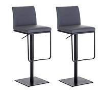 CLP Set 2 Sgabelli Bar Panama in Similpelle I Coppia di Sgabelli Alti Girevoli E Regolabili 58-82 CM, Colore:Grigio, Colore del Telaio:Nero