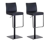CLP Set 2 Sgabelli Bar Panama In Similpelle I Coppia Di Sgabelli Alti Girevoli E Regolabili 58-82 CM, Colore:nero, Colore del telaio:nero