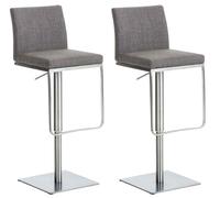 CLP Set 2 Sgabelli Bar Panama in Tessuto I Coppia di Sgabelli Alti Girevoli E Regolabili 58-82 CM, Colore:Grigio, Colore del Telaio:Acciaio Inossidabile