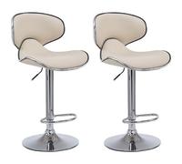 CLP - Set 2 Sgabelli Cucina Las Vegas V2 in Similpelle - Coppia Sedie Sgabello Imbottite Girevoli e Regolabili 62-82cm con Schienale Crema