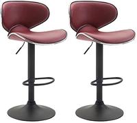 CLP Set 2 Sgabelli Cucina Las Vegas V2 in Similpelle - Coppia Sedie Sgabello Imbottite Girevoli e Regolabili 62-82cm con Schienale, Colore:Bordeaux, Colore del Telaio:Nero