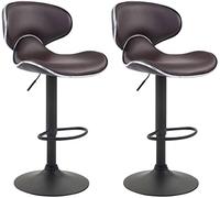 CLP Set 2 Sgabelli Cucina Las Vegas V2 in Similpelle - Coppia Sedie Sgabello Imbottite Girevoli e Regolabili 62-82cm con Schienale, Colore:Marrone, Colore del Telaio:Nero