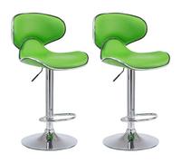 CLP - Set 2 Sgabelli Cucina Las Vegas V2 in Similpelle - Coppia Sedie Sgabello Imbottite Girevoli e Regolabili 62-82cm con Schienale Verde