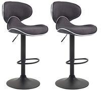 CLP Set 2 Sgabelli Cucina Las Vegas V2 In Stoffa I Coppia Sedie Sgabello Imbottite Girevoli E Regolabili, Colore:grigio scuro, Colore del telaio:nero
