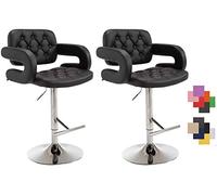 CLP Set 2 Sgabelli Design Dublin in Similpelle I Coppia Sedie Bar Girevoli E Regolabili 65-85 CM, Colore:Nero