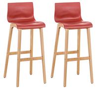 CLP Set 2 sgabelli Hover con telaio in legno naturale a 4 gambe rosso - 315022