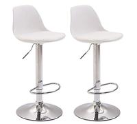 CLP Set 2 Sgabelli Design Kiel in Polipropilene E Similpelle I Coppia Sedie Bar Cucina Girevoli E Regolabili, Colore:Bianco, Colore del Telaio:Cromo