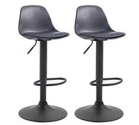 CLP Set 2 Sgabelli Design Kiel in Polipropilene E Similpelle I Coppia Sedie Bar Cucina Girevoli E Regolabili, Colore:Nero, Colore del Telaio:Nero