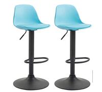 CLP Set 2 Sgabelli Design Kiel In Polipropilene E Similpelle I Coppia Sedie Bar Cucina Girevoli E Regolabili, Colore:blu, Colore del telaio:nero