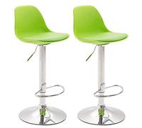 CLP Set 2 Sgabelli Design Kiel in Polipropilene E Similpelle I Coppia Sedie Bar Cucina Girevoli E Regolabili, Colore:Verde, Colore del Telaio:Cromo