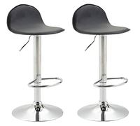 CLP Set 2 Sgabelli Design Lana I Coppia Sedie Alte Cucina Imbottite Girevoli E Regolabili 58-79CM, Colore:Nero, Colore del Telaio:Cromo