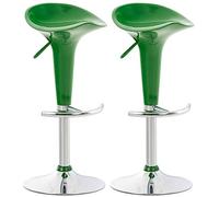 CLP Set 2 Sgabelli Design Saddle in Plastica I Coppia Sgabelli Cucina con Poggiapiedi I Sedie Regolabili Alt 60-81 CM, Colore:Verde
