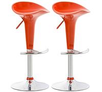 CLP Set 2 Sgabelli Design Saddle in Plastica I Coppia Sgabelli Cucina con Poggiapiedi I Sedie Regolabili Alt 60-81 CM, Colore:Arancione