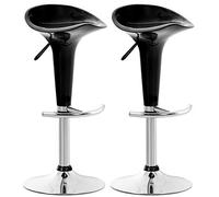 CLP Set 2 Sgabelli Design Saddle In Plastica I Coppia Sgabelli Cucina Con Poggiapiedi I Sedie Regolabili Alt 60-81 CM, Colore:nero