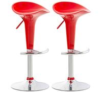 CLP Set 2 Sgabelli Design Saddle in Plastica I Coppia Sgabelli Cucina con Poggiapiedi I Sedie Regolabili Alt 60-81 CM, Colore:Rosso