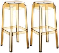 CLP Set 2 Sgabelli Outdoor Fox in Polipropilene I Coppia Sgabelli Resistenti I Sgabelli Bar Stabili E Leggeri (2 kg), Colore:Ambra