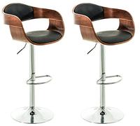 CLP Set 2 Sgabelli Rétro Kingston Con Braccioli I Sgabelli Bar Girevole In Similpelle E Legno I Coppia Sgabelli Alti Regolabili, Colore:noce/nero
