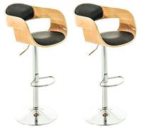 CLP Set 2 Sgabelli Rétro Kingston Con Braccioli I Sgabelli Bar Girevole In Similpelle E Legno I Coppia Sgabelli Alti Regolabili, Colore:natura/nero