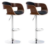 CLP Set 2 Sgabelli Rétro Kingston Con Braccioli I Sgabelli Bar Girevoli 360° In Stoffa E Legno I Sgabelli Alti Regolabili 63-77 CM, Colore:noce/nero