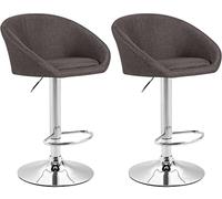 CLP Set 2x Sgabelli Imbottiti Lounge Miami V2 In Stoffa I Coppia Sgabelli Bar Cucina Poltroncine Con Schienale, Colore:grigio scuro, Colore del telaio:cromo