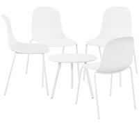 CLP Set 4 posti Mindin I Set da Giardino 4X sedie impilabili e 1x Tavolo I Resistente alle intemperie e ai Raggi UV, Colore:Bianco