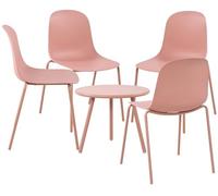 CLP Set 4 posti Mindin I Set da Giardino 4X sedie impilabili e 1x Tavolo I Resistente alle intemperie e ai Raggi UV, Colore:Rosa