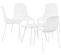 CLP Set 4 posti Veldin I Set da Giardino 4X sedie impilabili e 1x Tavolo I Resistente alle intemperie e ai Raggi UV, Colore:Bianco