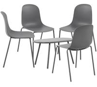 CLP Set 4 posti Veldin I Set da Giardino 4X sedie impilabili e 1x Tavolo I Resistente alle intemperie e ai Raggi UV, Colore:Grigio Scuro