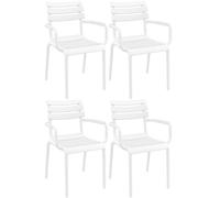 CLP Set 4 Sedie da Giardino Paris con Braccioli, in Plastica Resistente alle Intemperie, Impilabili, Anti UV, Portata 160 kg, Colore:Bianco