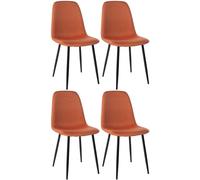 CLP Set 4 Sedie Da Pranzo Napier Decorative I Tessuto I Velluto I Similpelle, Colore:arancione, Materiale:Stoffa