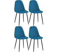CLP Set 4 Sedie Da Pranzo Napier Decorative I Tessuto I Velluto I Similpelle, Colore:blu, Materiale:Stoffa