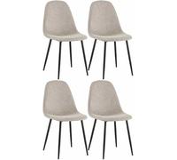 CLP Set 4 Sedie Da Pranzo Napier Decorative I Tessuto I Velluto I Similpelle, Colore:crema, Materiale:Stoffa