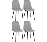 CLP Set 4 Sedie Da Pranzo Napier Decorative I Tessuto I Velluto I Similpelle, Colore:grigio chiaro, Materiale:Stoffa