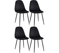 CLP Set 4 Sedie Da Pranzo Napier Decorative I Tessuto I Velluto I Similpelle, Colore:nero, Materiale:Velluto