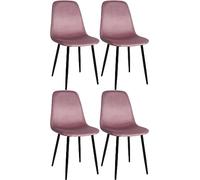CLP Set 4 Sedie Da Pranzo Napier Decorative I Tessuto I Velluto I Similpelle, Colore:rosa, Materiale:Velluto