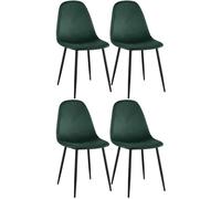 CLP Set 4 Sedie Da Pranzo Napier Decorative I Tessuto I Velluto I Similpelle, Colore:verde, Materiale:Velluto