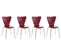 CLP Set 4 Sedie Impilabili Calisto in Legno E Metallo I Sedie Conferenza Salvaspazio I Sedia Classica Riunioni Alt. 45 CM, Colore:Rosso