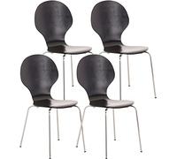 CLP Set 4 Sedie Impilabili Diego in Legno Robusto I Sedia Attesa Telaio in Metallo I Sedia Ergonomica Conferenza Design, Colore:Nero