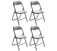 CLP Set 4 Sedie Pieghevoli Felix in PVC I Salvaspazio, Colore:Grigio/Nero