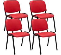 CLP Set 4 Sedie Ufficio Ken Imbottite in Similpelle I Sedie Attese Impilabili E Imbottite Carico Max 120 kg, Colore:Rosso