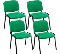 CLP Set 4 Sedie Ufficio Visitatore Ken Imbottite in Stoffa I Sedie Attese Impilabili E Imbottite I Carico Max 120 kg, Colore:Verde