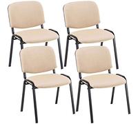 CLP Set 4 sedie ufficio Ken - imbottite in stoffa, impilabili, portata max 120 kg, crema