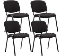CLP Set 4 Sedie Ufficio Visitatore Ken Imbottite in Stoffa I Sedie Attese Impilabili E Imbottite I Carico Max 120 kg, Colore:Nero
