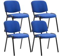 CLP Set 4 Sedie Ufficio Visitatore Ken Imbottite In Stoffa I Sedie Attese Impilabili E Imbottite I Carico Max 120 KG | Colore blu