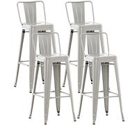 CLP Set 4 Sgabelli Bar In Metallo Mason I Sgabelli Alti Bancone Design Vintage I Sgabelli Industrial Alt. 77 CM, Colore:argento